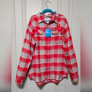 Columbia Nebraska Cornhuskers Flare Gun Red Flannel Button LS Shirt Mens XL